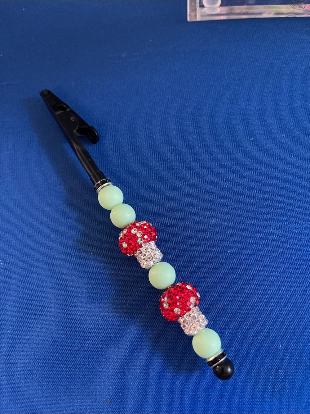 Handmade beaded Alligator clip  Crystal Mushrooms